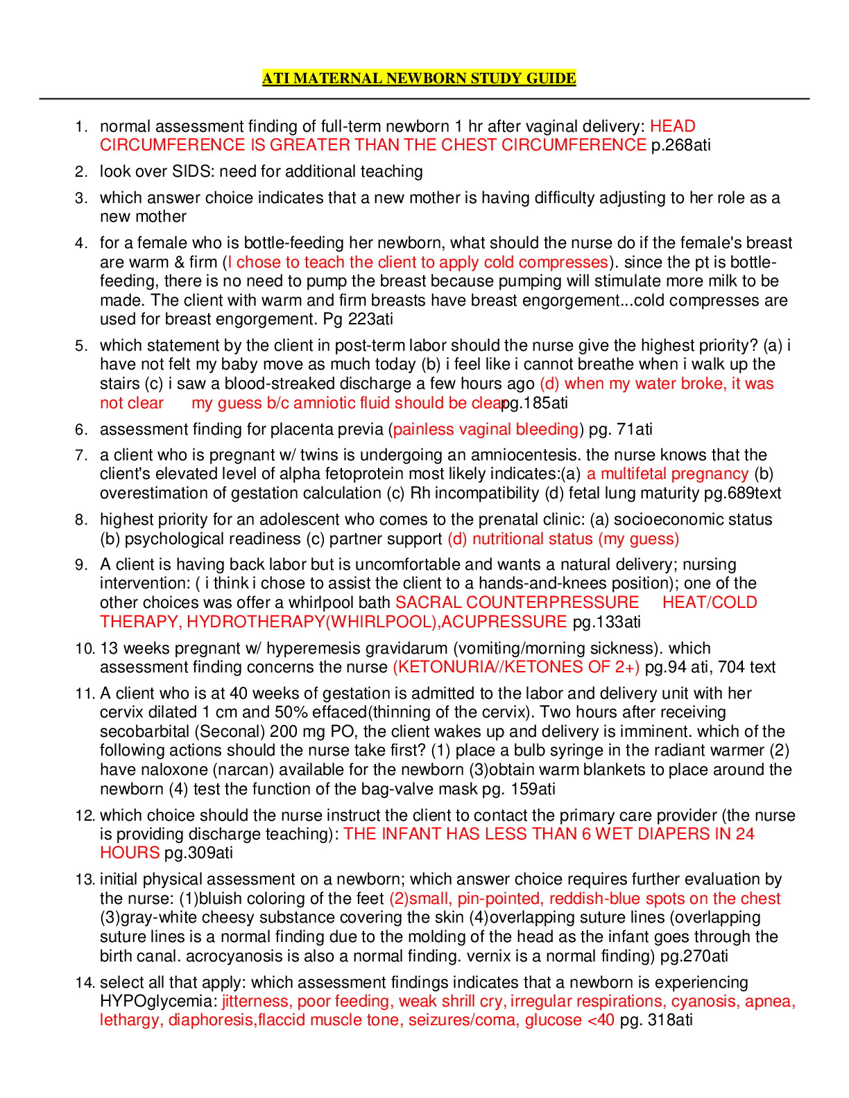 Preview image of ATI MATERNAL NEWBORN STUDY GUIDE document